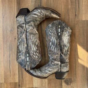 Tanner Mark Glitter Cross Western Cowboy Boots SZ 7